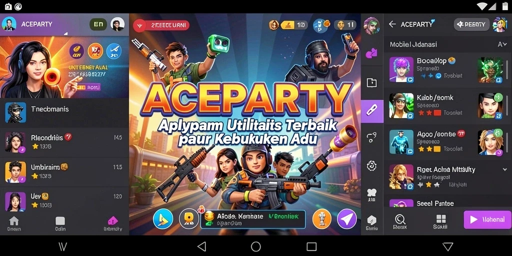 Screenshot ACEPARTY menampilkan antarmuka aplikasi Utility yang intuitif.