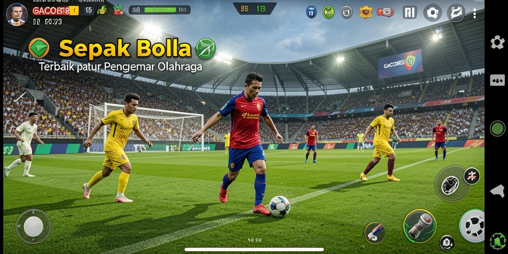 Screenshot GACOR518 menampilkan gameplay seru saat pertandingan sepak bola.
