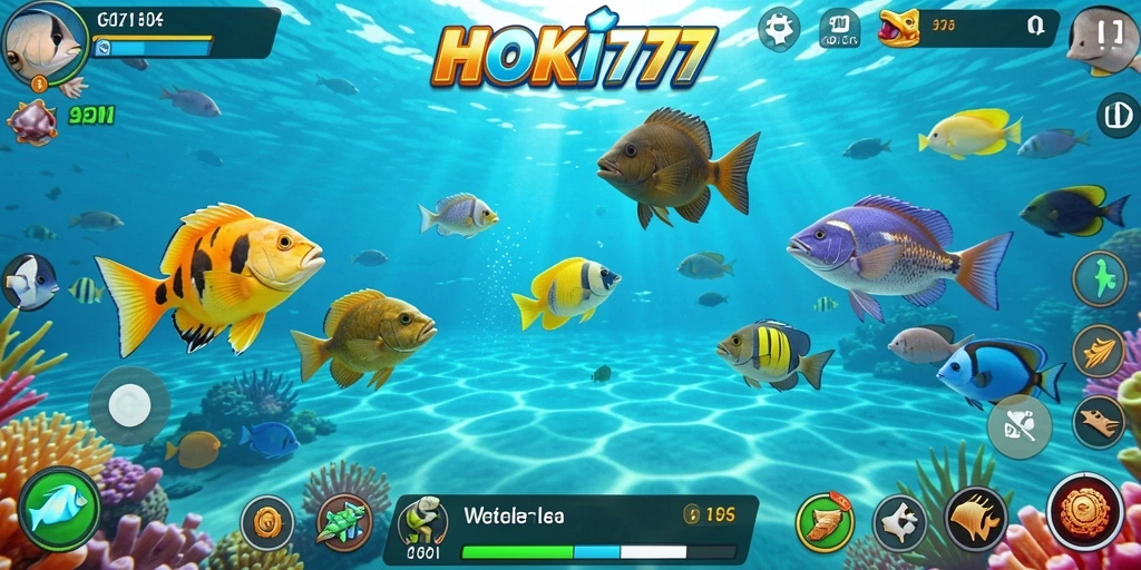 Tampilan gameplay HOKI777 dengan aksi menembak ikan yang seru.