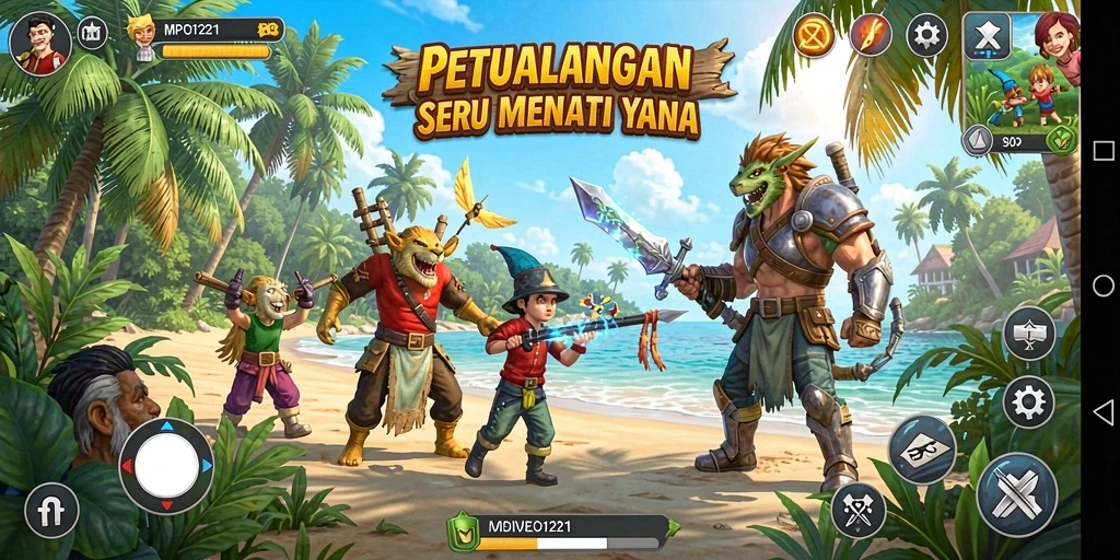 Screenshot gameplay MPO1221 menunjukkan aksi seru dalam menjelajahi dunia petualangan.