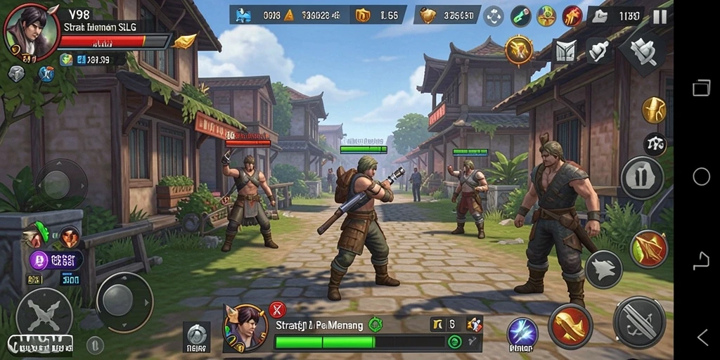 Screenshot menunjukkan gameplay menarik dari V98 dengan aksi strategi.